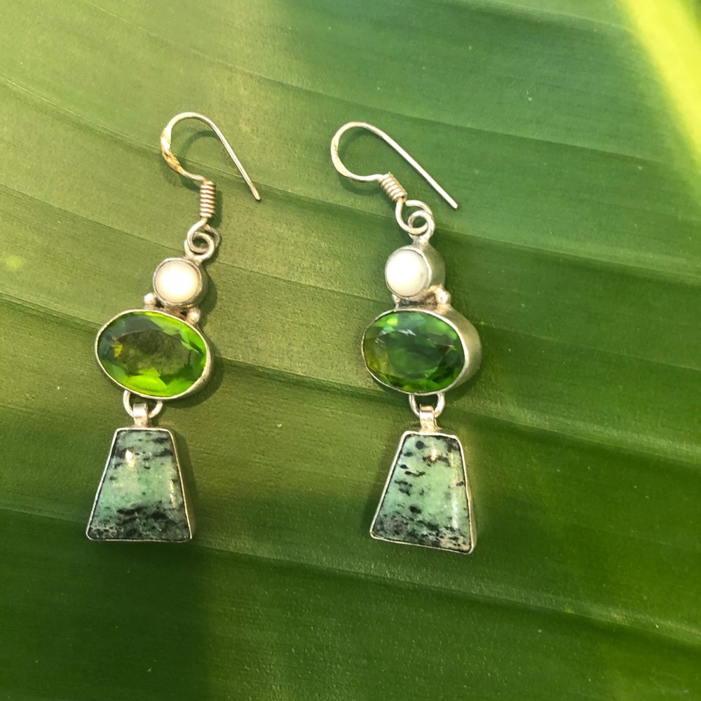 925 silver, semi-precious stone earrings.
